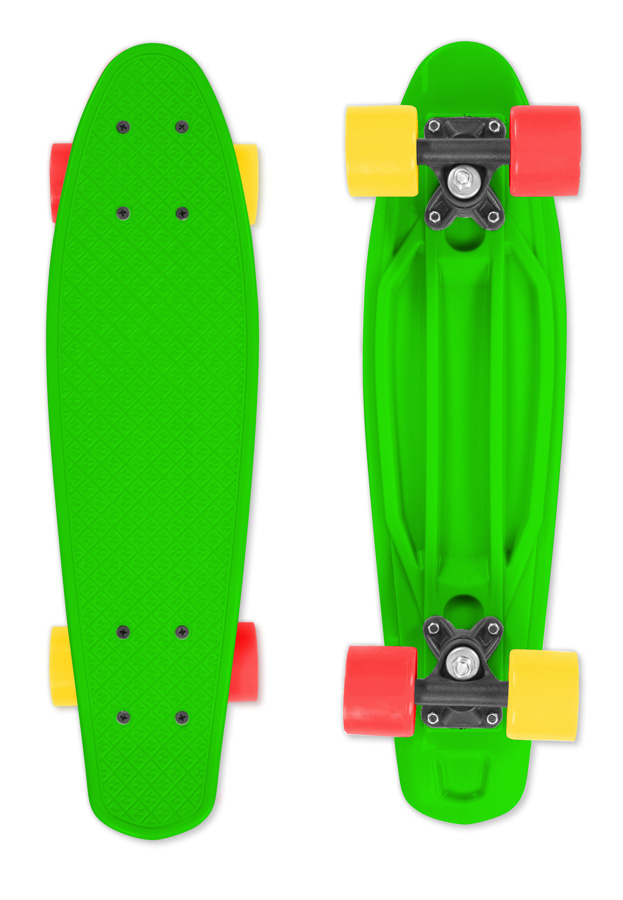 Skateboard FIZZ BOARD Green, Red-Yellow PU, zelený
