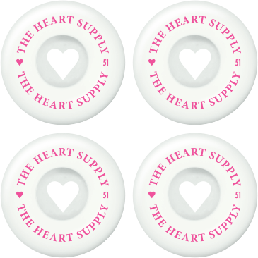 Heart Supply Clean Heart Kolečka Na Skate 4-Balení (51mm|Bílá/Růžová)