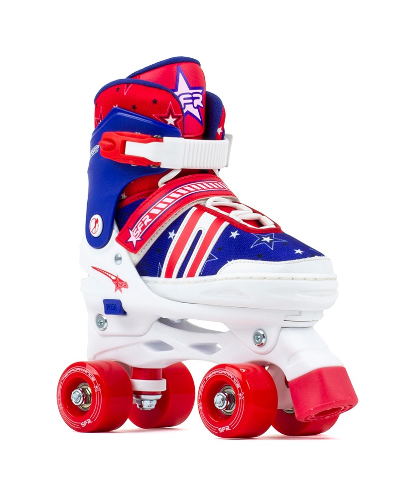 SFR Spectra Adjustable Children's Quad Skates - Blue / Red - UK:11J-1J EU:29-33 US:M12J-2