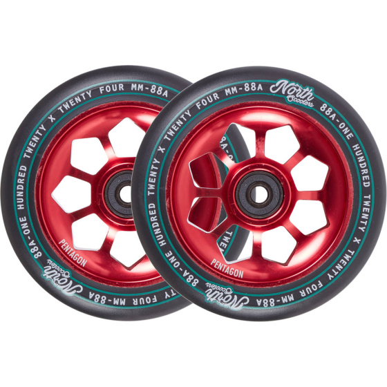 Kolečka North Pentagon 120mm červená 2ks