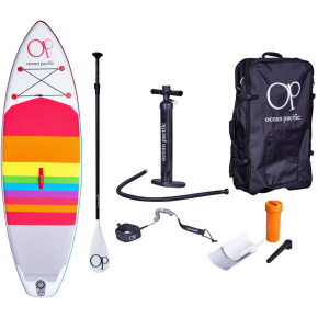 Ocean Pacific Sunset All Round 9'6 Inflatable Paddle Board (Bílá/Červená/Modrá)