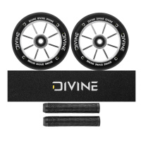 Set 2ks koleček Divine 110 mm Spoked stříbrné + Divine griptape + Divine gripy