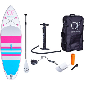 Ocean Pacific Sunset All Round 9'6 Inflatable Paddle Board (Bílá/Šedá/Růžová)