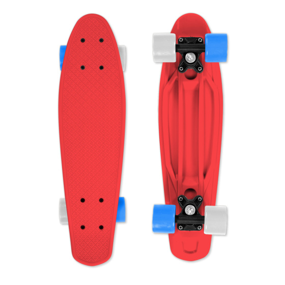 Skateboard FIZZ BOARD Red, Blue-White PU, červený