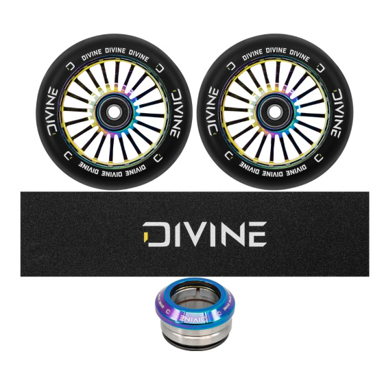 Set 2ks koleček Divine 110 mm Turbo Neochrome + Divine griptape + Divine headset