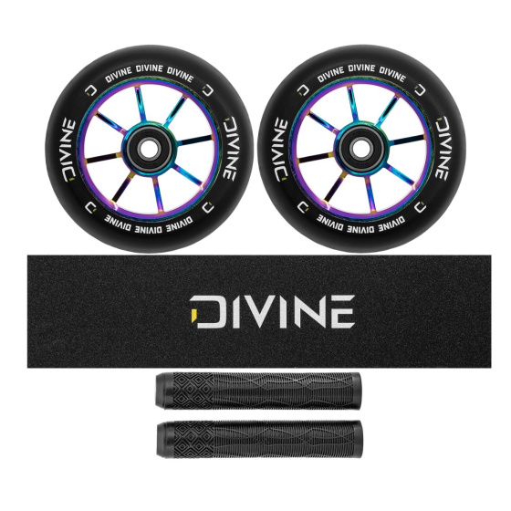 Set 2ks koleček Divine 110 mm Spoked Rainbow + Divine griptape + Divine gripy