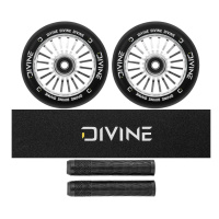 Set 2ks koleček Divine 110 mm Turbo stříbrné + Divine griptape + Divine gripy