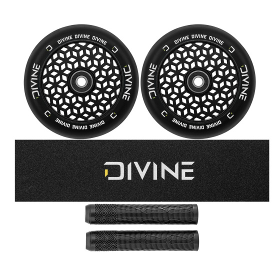 Set 2ks koleček Divine 110 mm Light Core černé + Divine griptape + Divine gripy