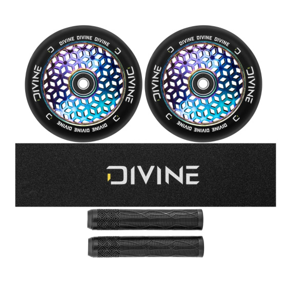 Set 2ks koleček Divine 110 mm Light Core rainbow + Divine griptape + Divine gripy