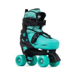 SFR Nebula Adjustable Children's Quad Skates - Black / Green - UK:11J-1J EU:29-33 US:M12J-2