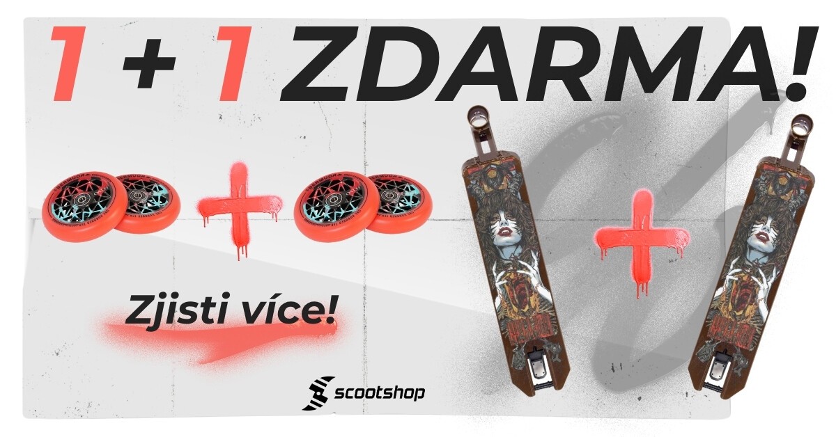 1 + 1 gratis auf Scooter Decks, SCS Klemmen und Räder
