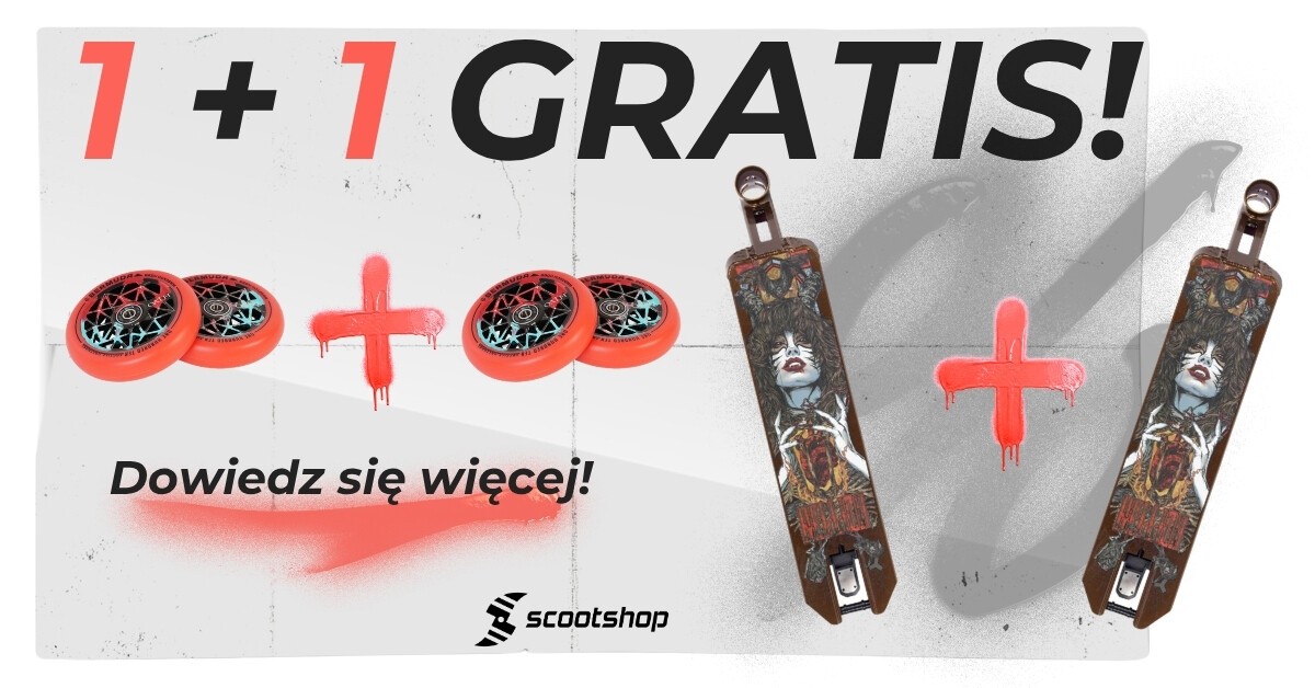 1 + 1 gratis na decki, obejmy SCS i kółka do hulajnogi